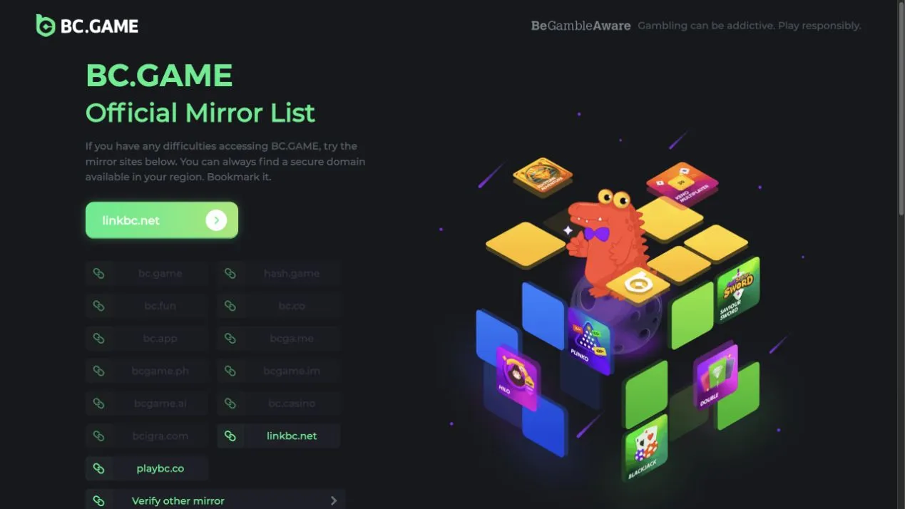 BC.Game official mirror interface captured for an editorial investigation