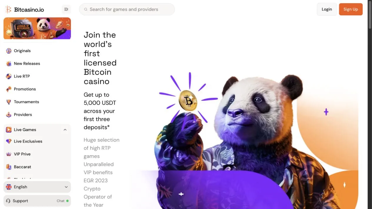 Bitcasino.io public casino interface retained for an editorial investigation