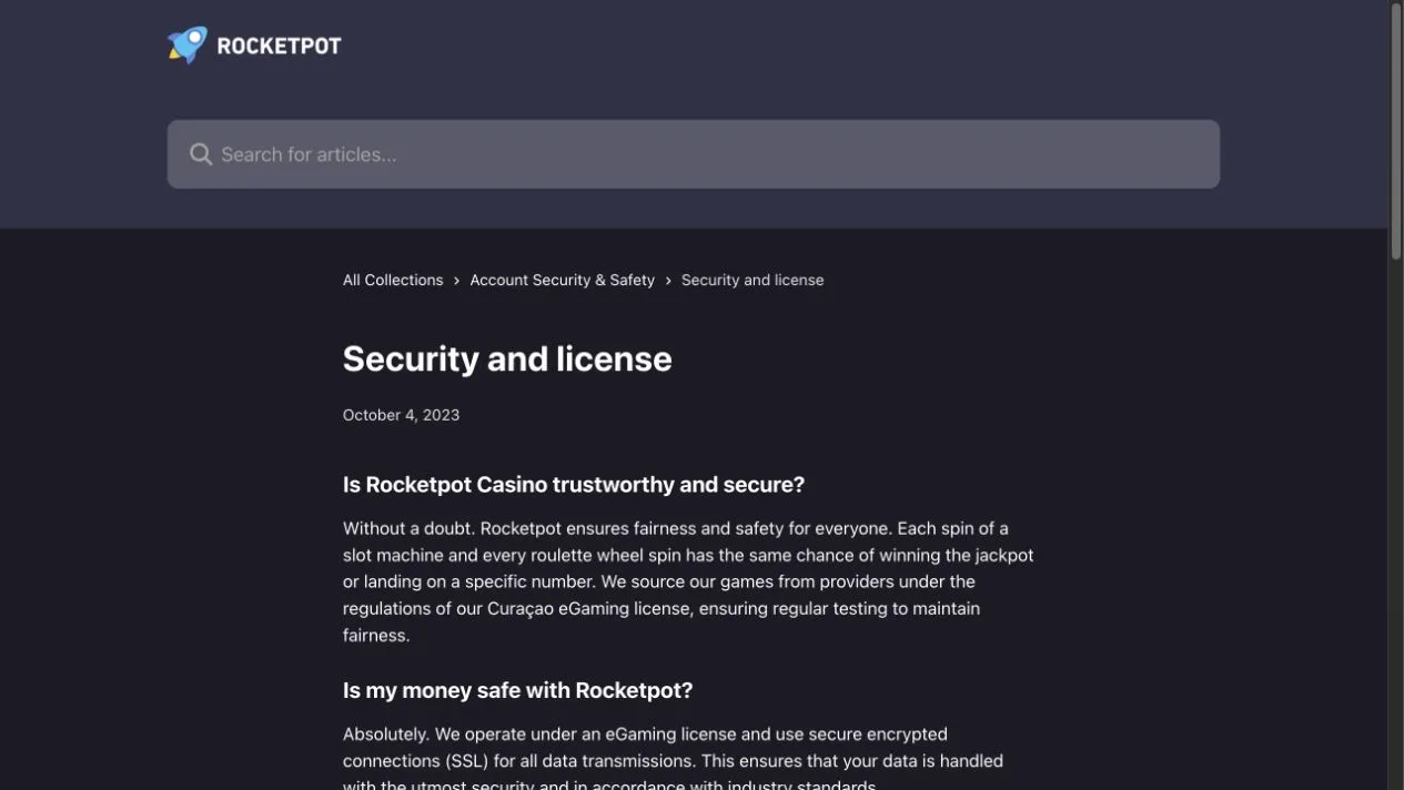 Rocketpot security and licence help article citing legacy 1668 JAZ
