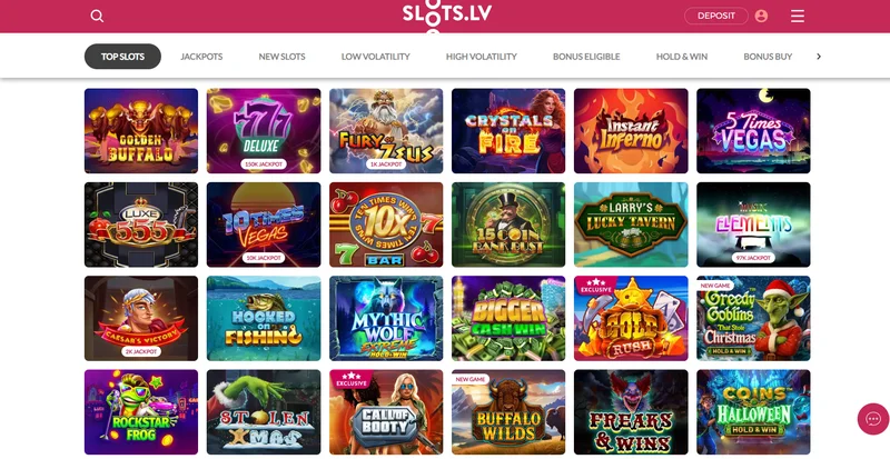 Slots.lv game lobby